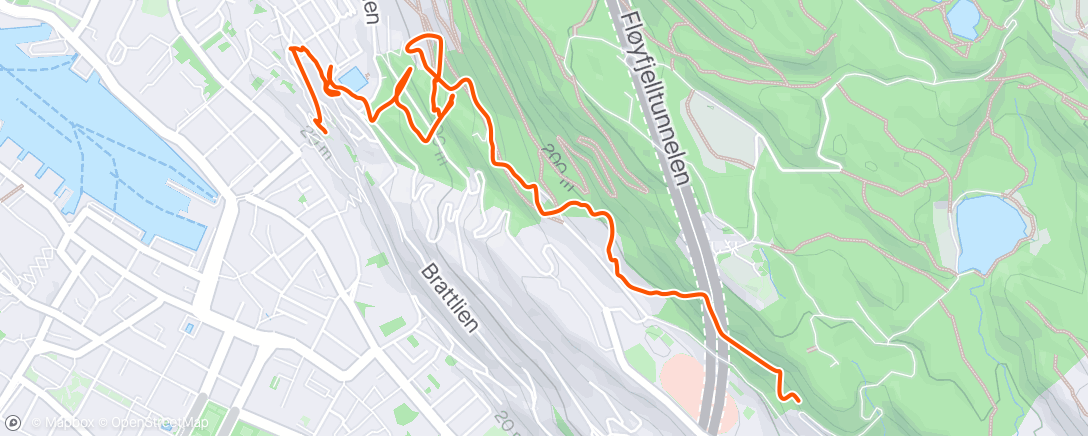 Map of the activity, Fløyen - Descent walk to Bergen City Centre