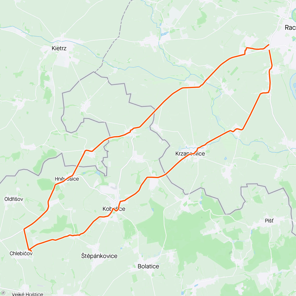 Map of the activity, Afternoon Gravel Ride ( cross)
