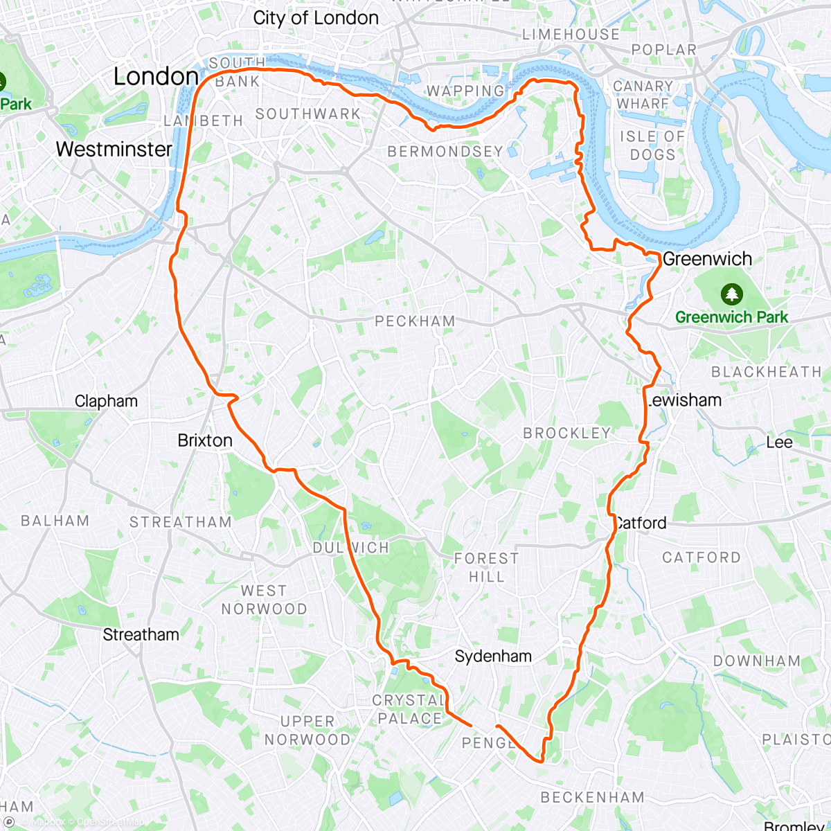 Map of the activity, Southbank long run