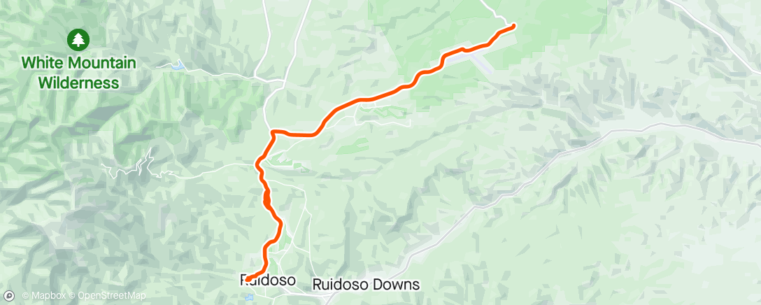 Map of the activity, Ruidoso Road Ride- 17mph winds for half of it.