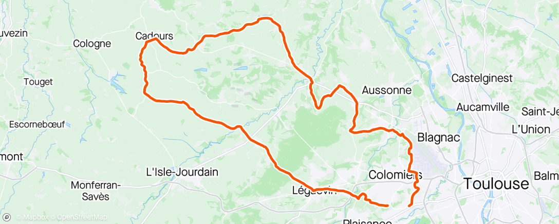 Map of the activity, Route C2T Tournefeuille Le Grés