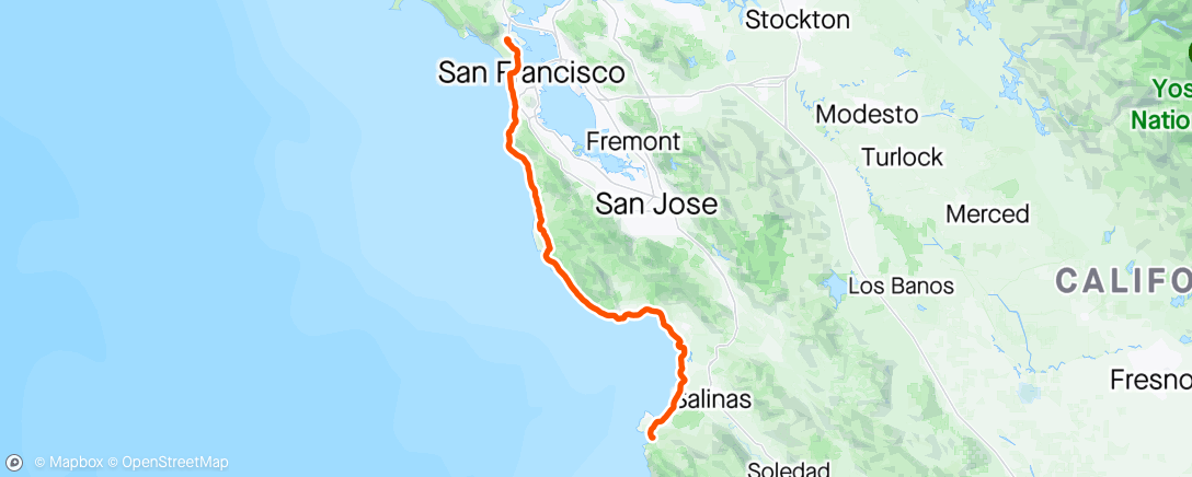 Map of the activity, SF to Monterey