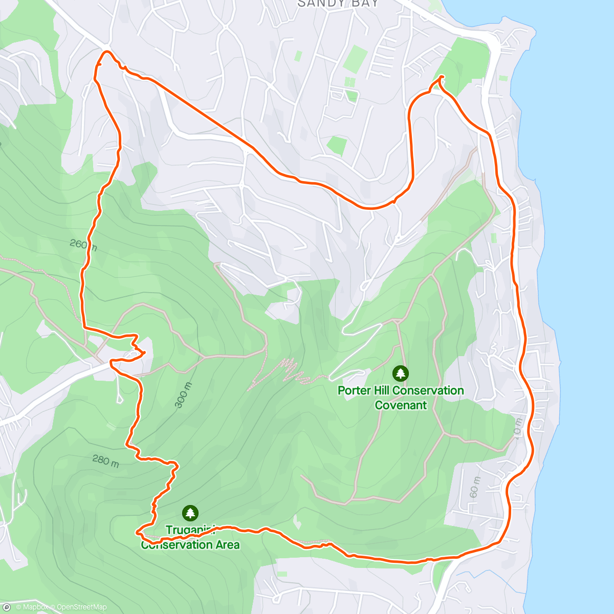 Map of the activity, Mt Nelson signal station via Truganini Track