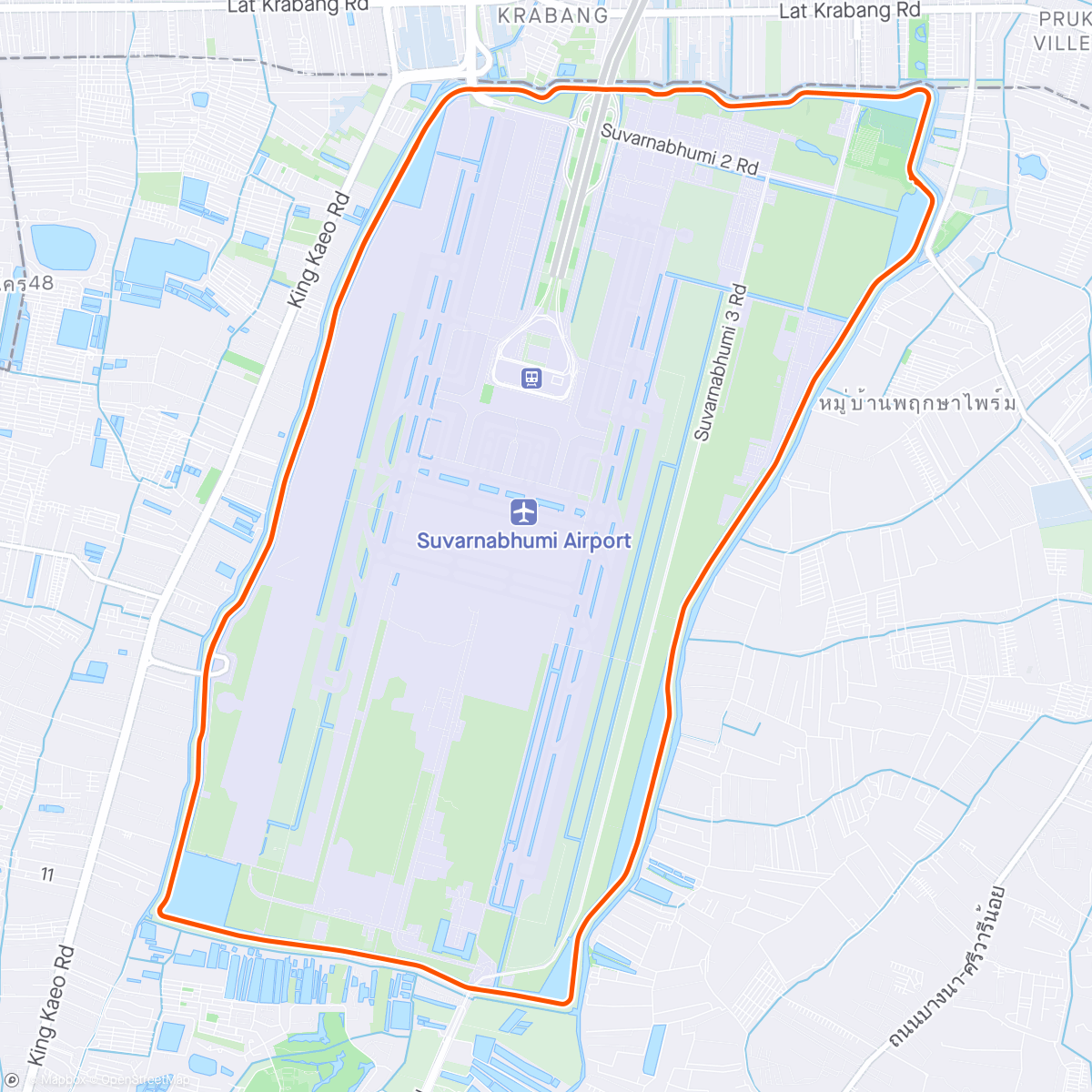 Map of the activity, Taking Noah around Bangkok airport again although this time he wanted 2 laps at a quicker pace. 38C. Nice!!!!