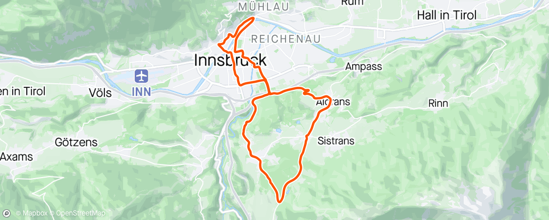 Map of the activity, Zwift - SV1 l 3x 8' + 3x 10' @SV1 on Achterbahn in Innsbruck