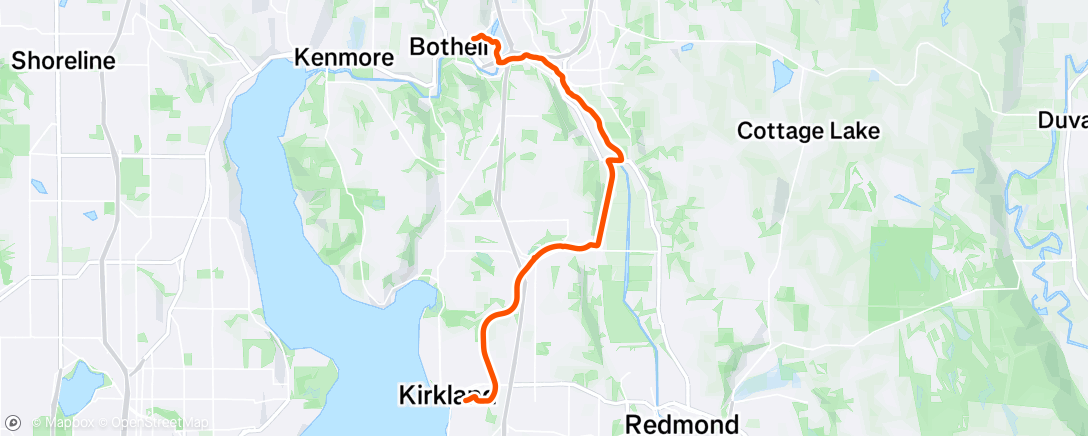 Map of the activity, Evening Ride