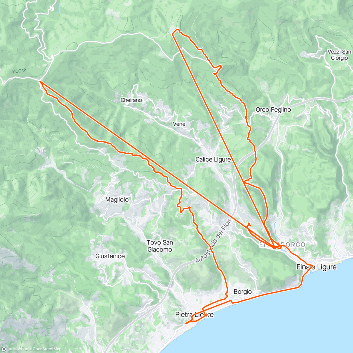 Map of the activity, Finale Ligure - Day 5