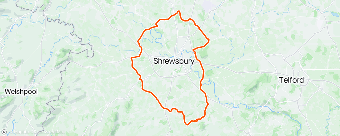 Map of the activity, Around Shrewsbury on the winter pig bike 🐷