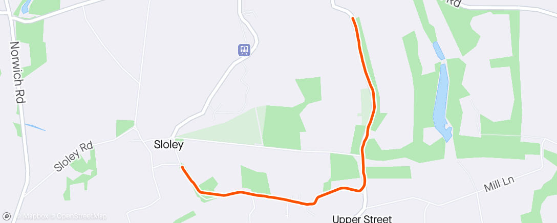 Map of the activity, Evening Run to Mile 2 Poimt