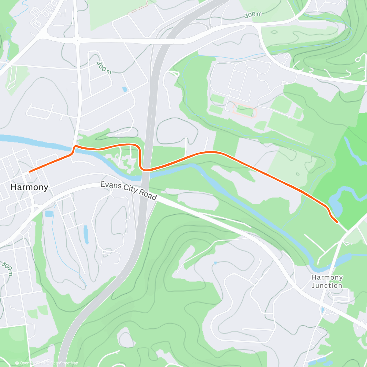 Map of the activity, Harmony Sylvester 5K