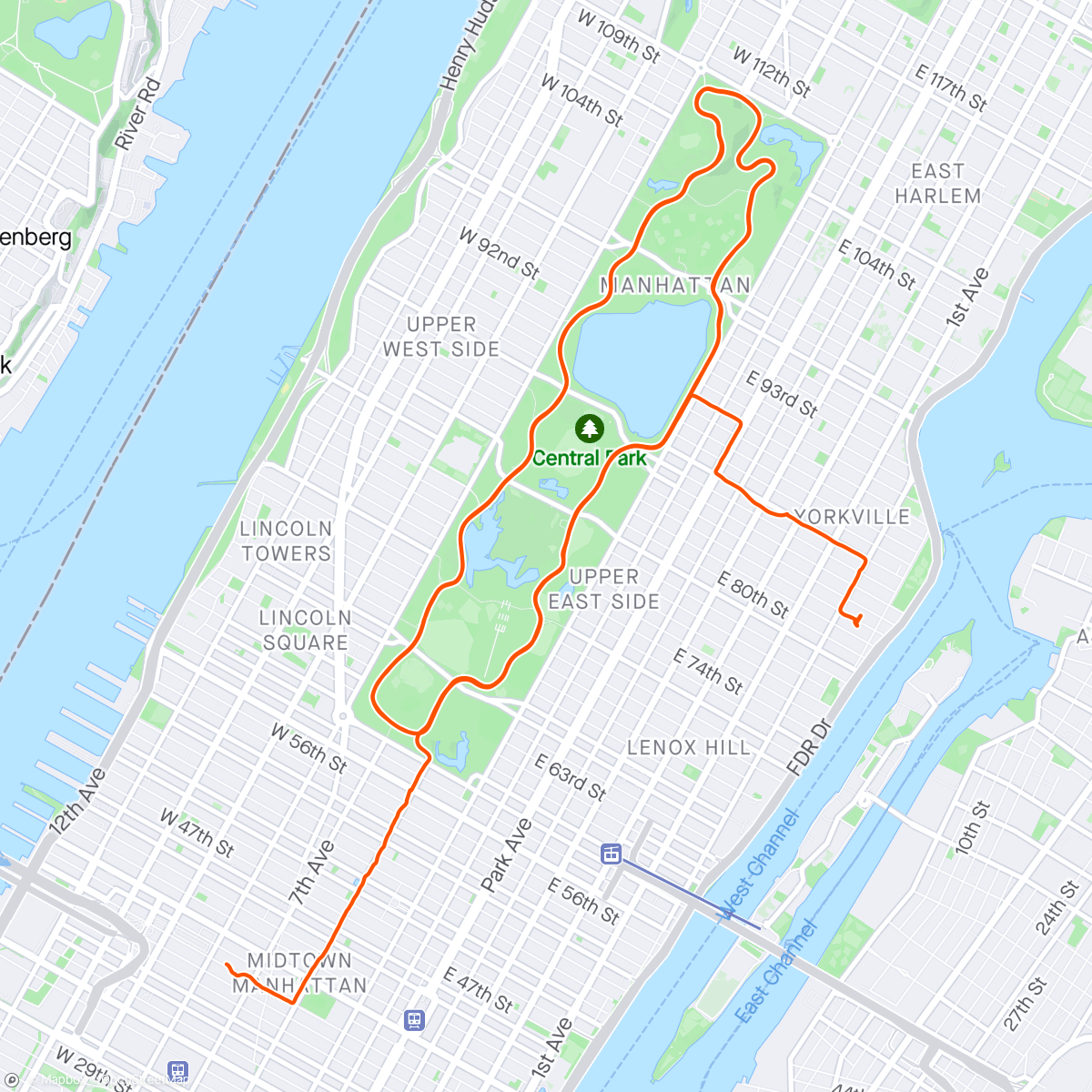 Map of the activity, Central Park Le Loop training
