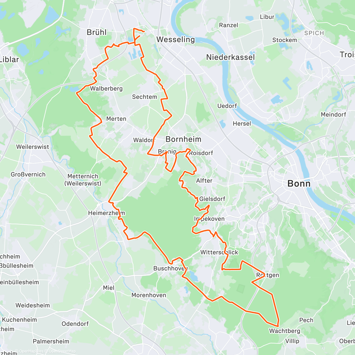 Map of the activity, Mittagsradfahrt