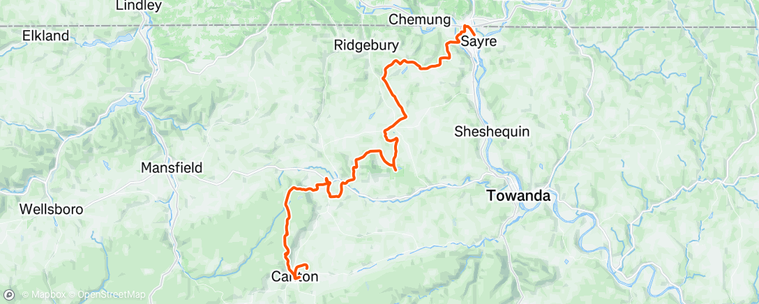 Map of the activity, Cycling