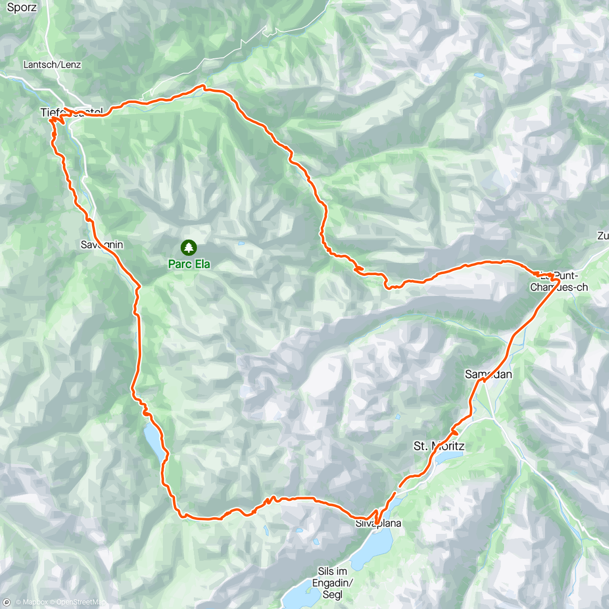 Map of the activity, Julier / Albula