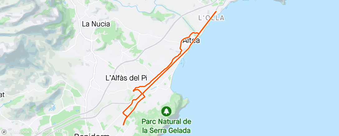 Mapa de la actividad (Bicicleta de montaña a la hora del almuerzo)