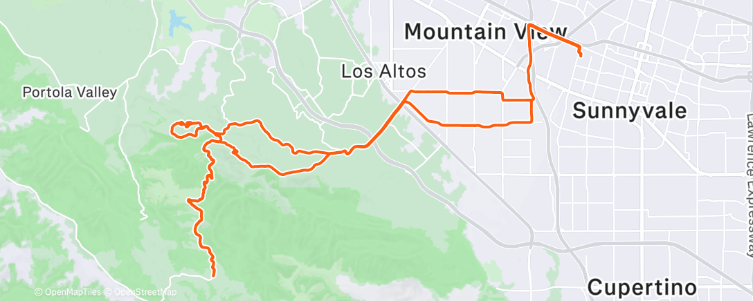 Map of the activity, Page Mill Tuesday 2pm edition
