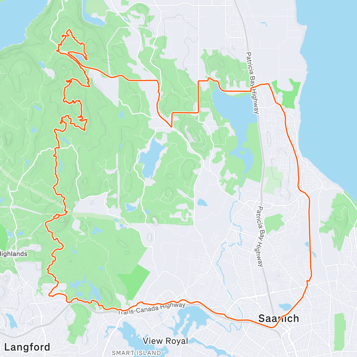 Map of the activity, Lunch Mountain Bike Ride