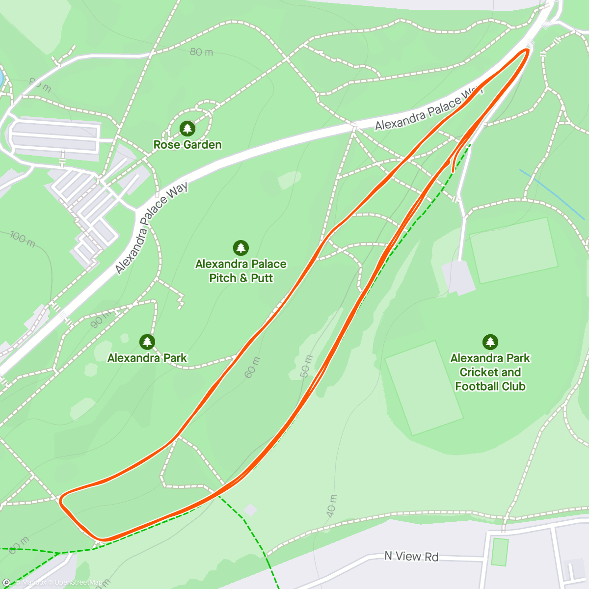 Mapa da atividade, Alexandra Palace parkrun