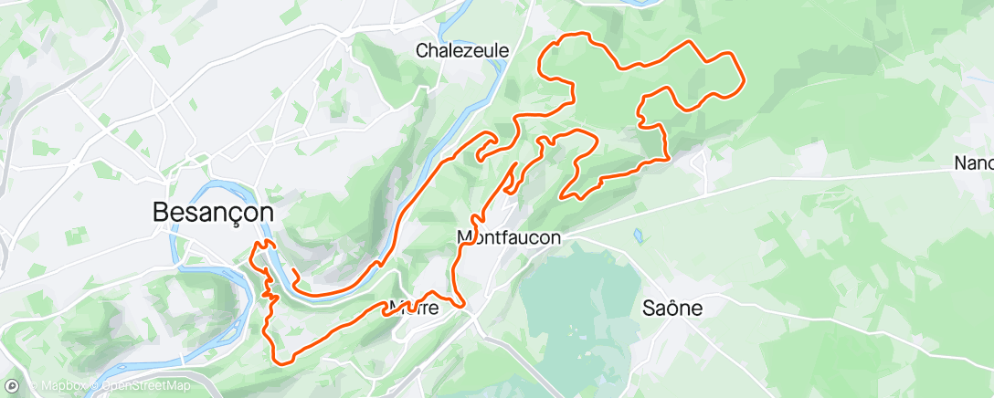 Map of the activity, Trail des forts (36km)
