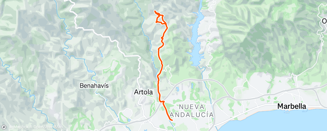 Map of the activity, Bicicleta de montaña eléctrica vespertina