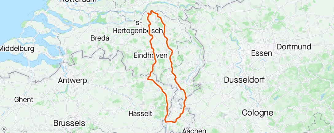 活动地图，300km Ride naar Maastricht