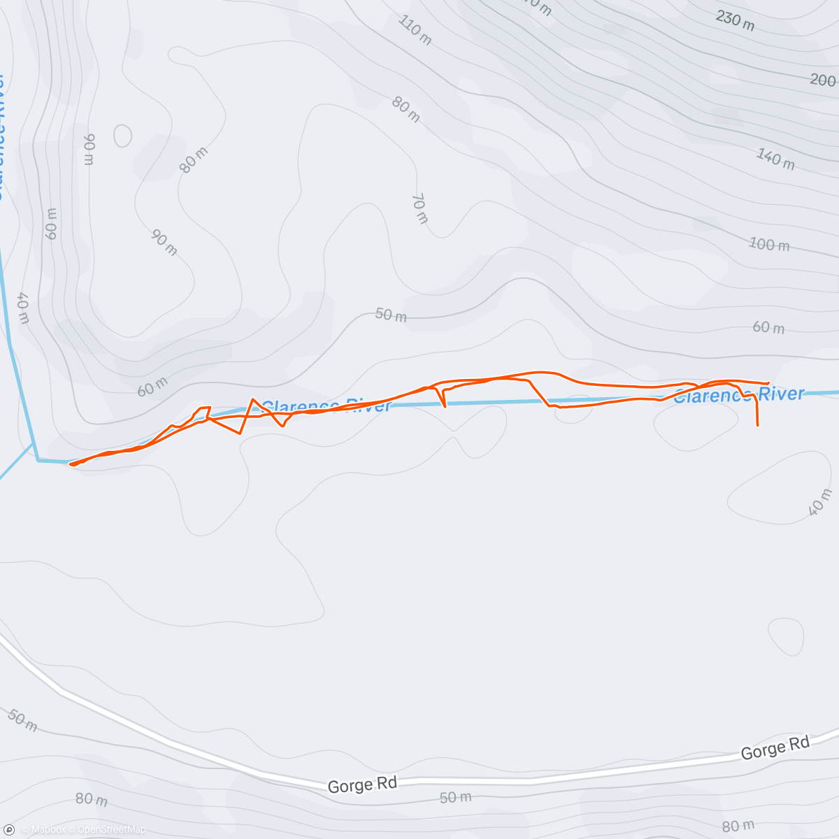 Mapa da atividade, River Swim @ the Clarence with Juz