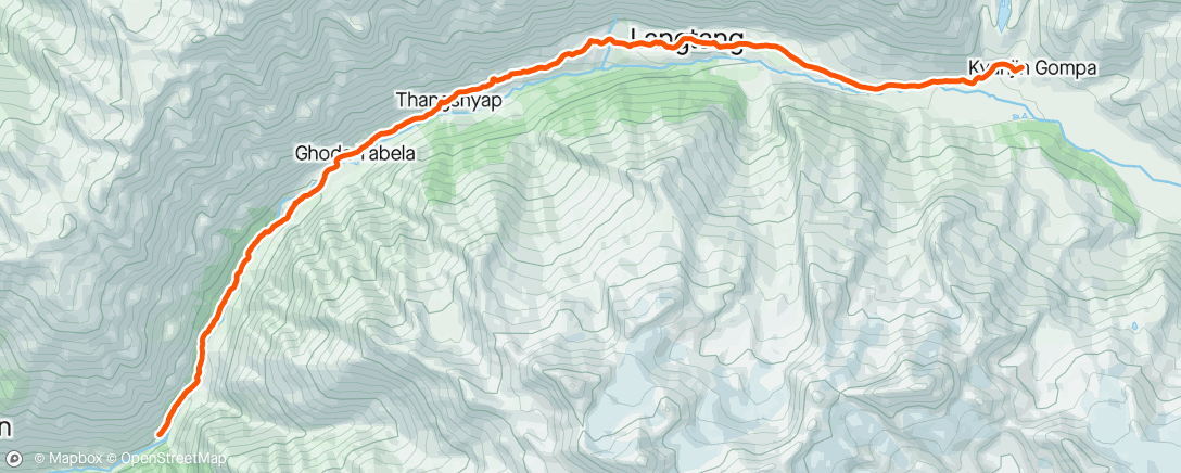 Map of the activity, Langtang dag 6