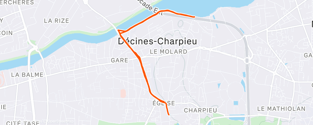 Map of the activity, Course à pied le matin