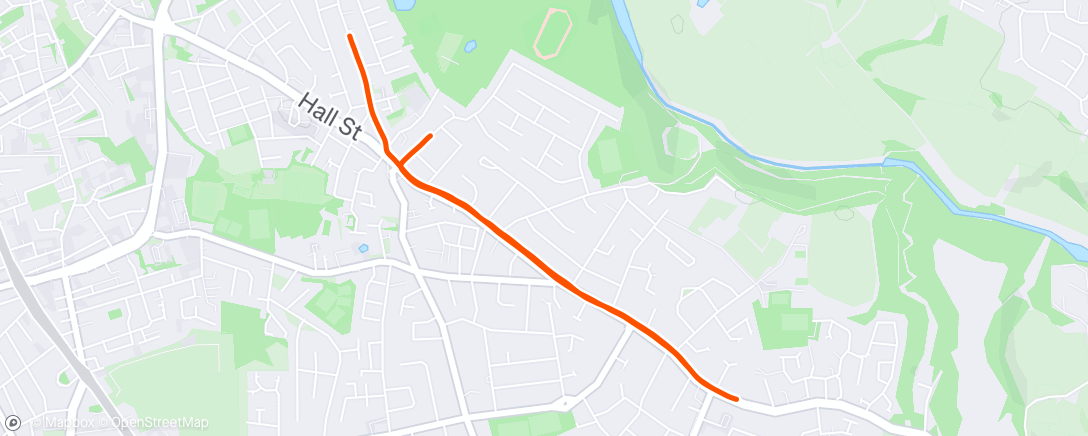 Map of the activity, 2 miles tempo post parkrun 🥵