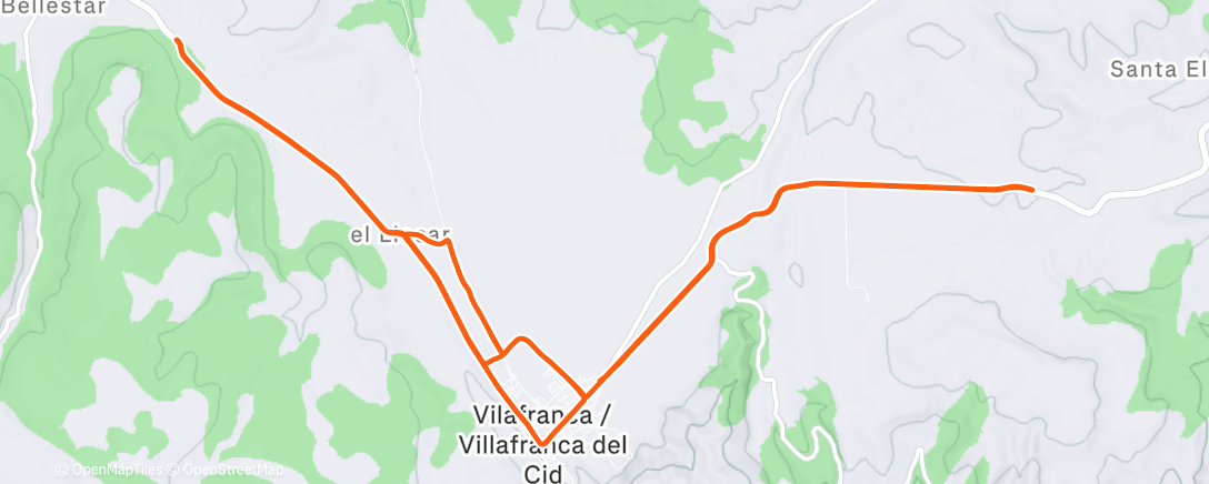Map of the activity, Bicicleta por la tarde