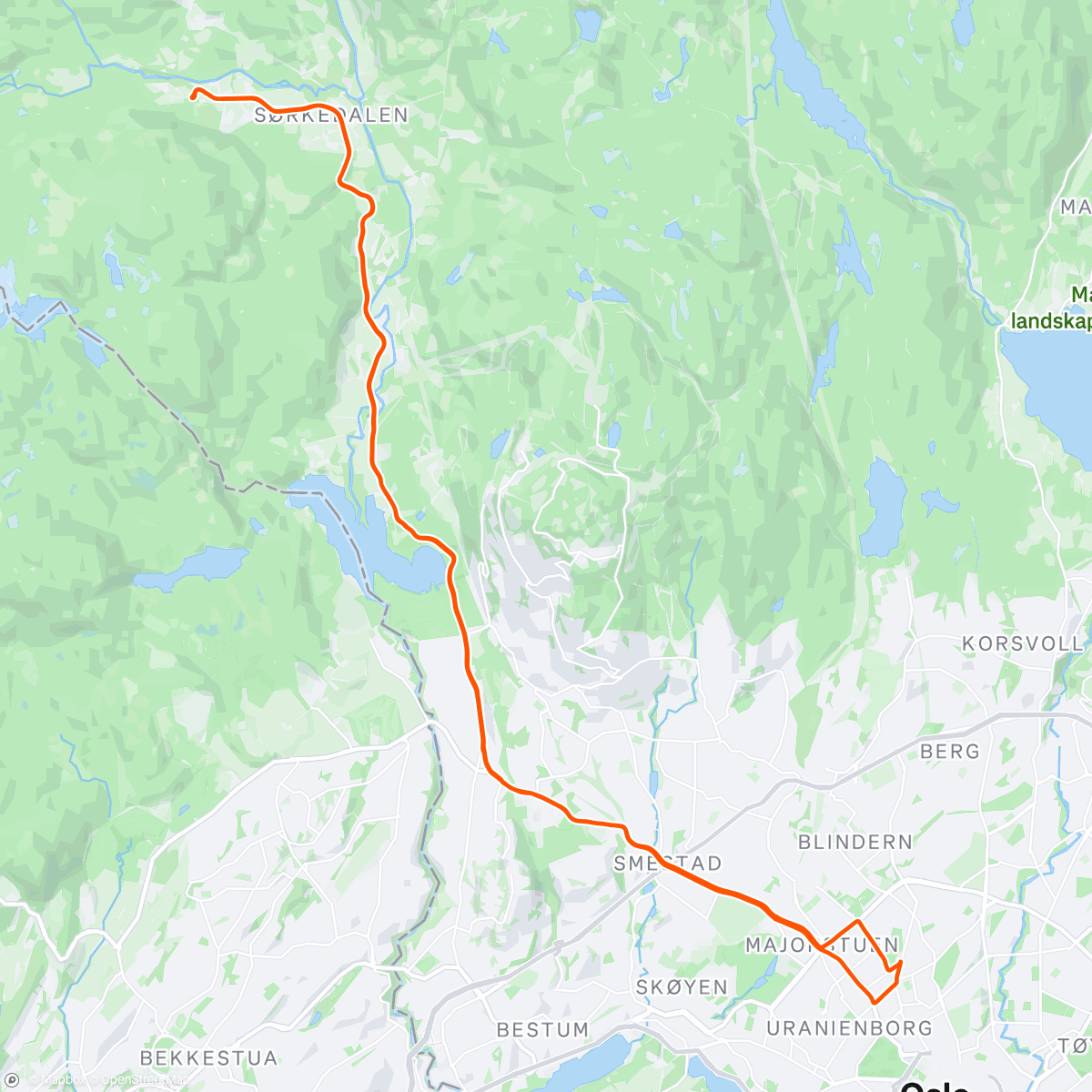 Map of the activity, Night Ride