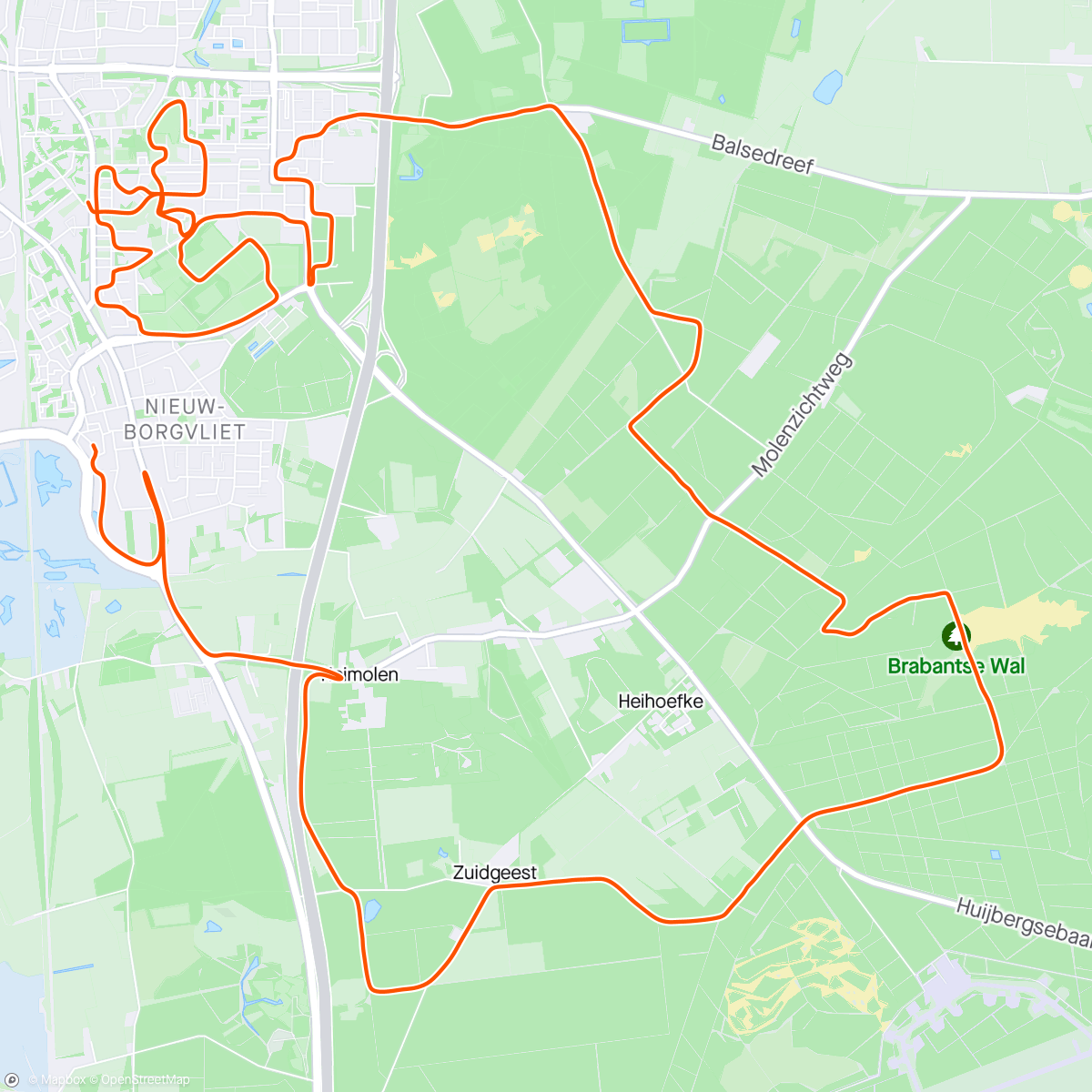 Map of the activity, Bergen op Zoom - Rustige duurloop