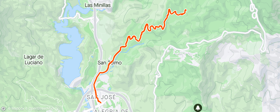 Map of the activity, Carrera de montaña nocturna