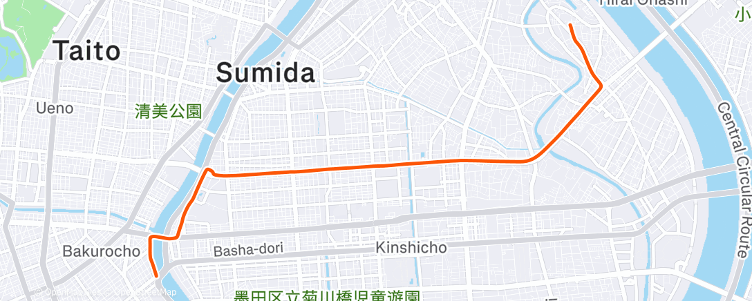 Map of the activity, 浜町退勤