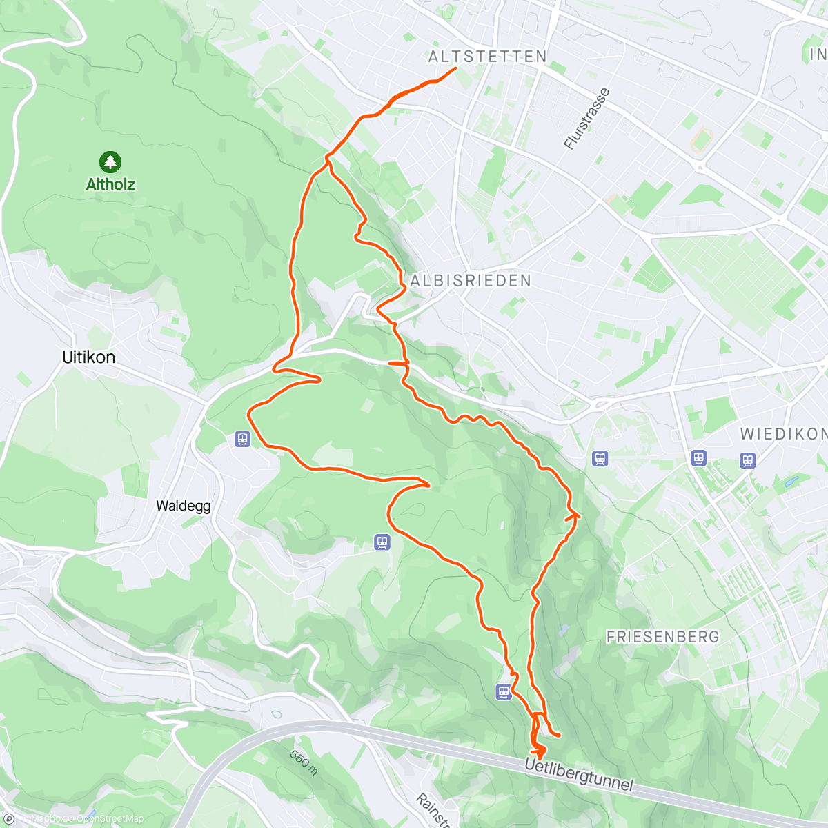 「Uetliberg lunch trail run — summer? 🤔」活動的地圖