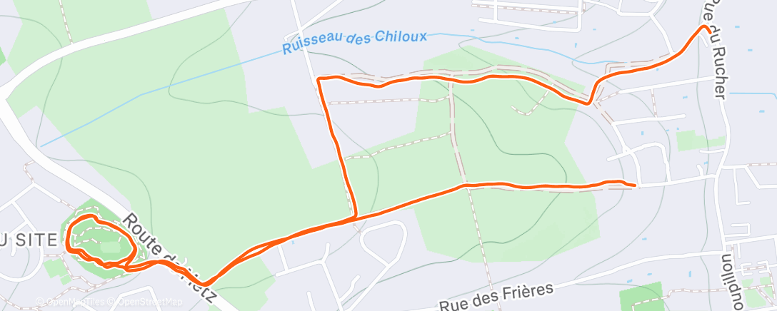 Map of the activity, Course à pied le matin