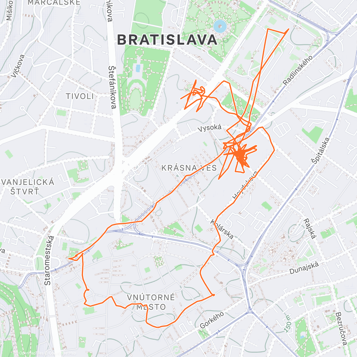 Map of the activity, Dinner walk in Bratislava