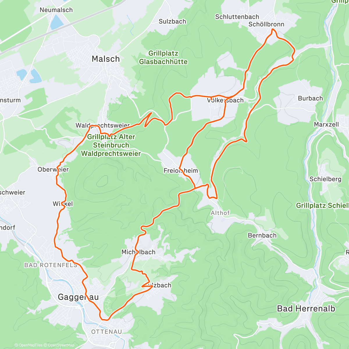 Map of the activity, Radfahrt am Mittag
