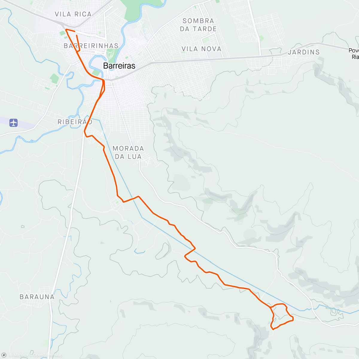 Mapa da atividade, Pedalada da tarde