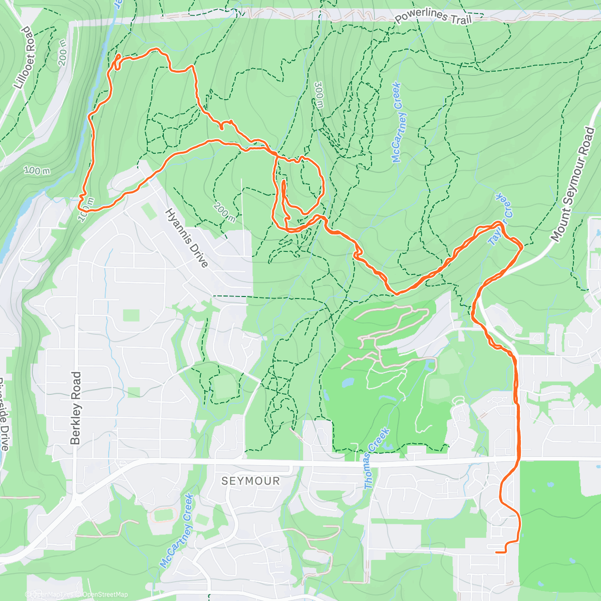 Map of the activity, Lunch Trail Run