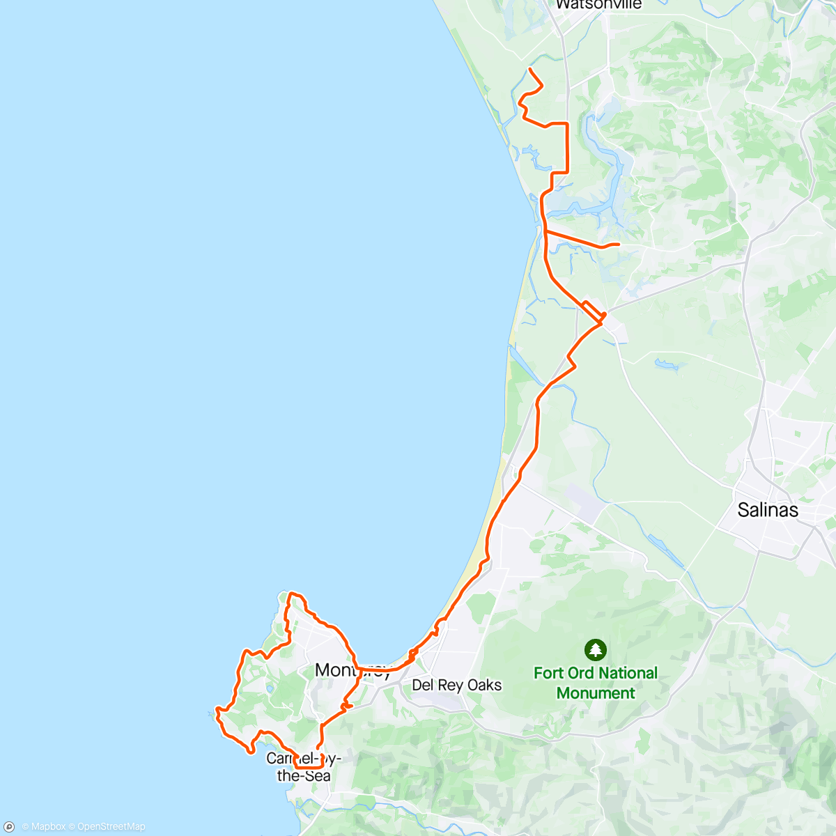 Map of the activity, Monterey riding
