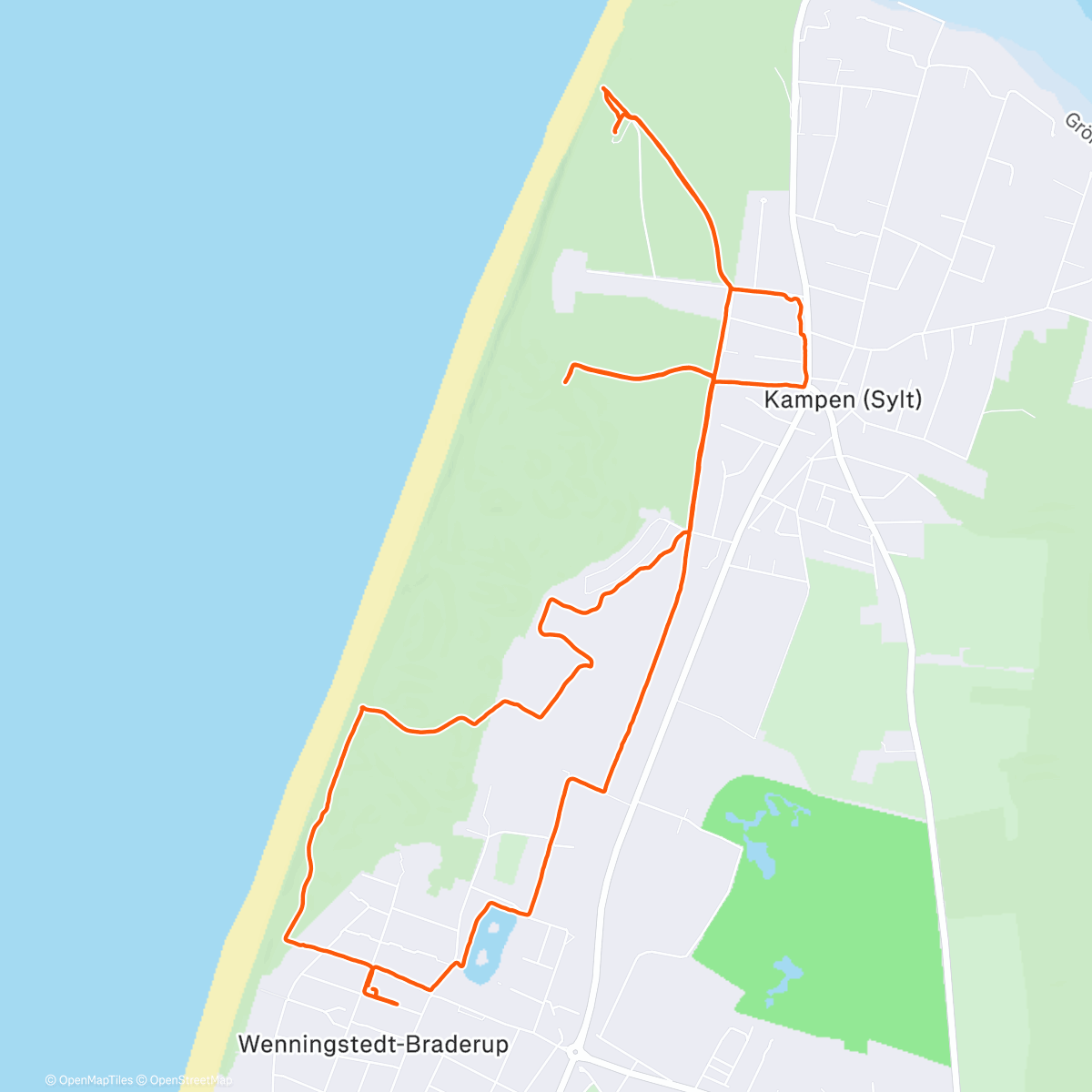 Map of the activity, Letzter ausgiebiger Spaziergang nach Kampen und zur Uwe-Düne - diesmal bei ordentlich Sturm 🌬️
