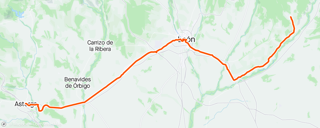 Map of the activity, ETAPA 9: Valdealcon - Leon - Astorga (#65KgBike)
