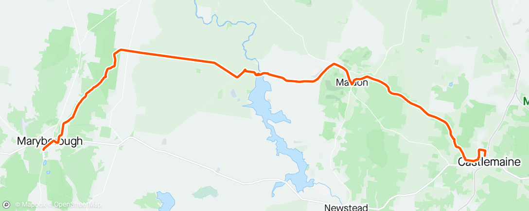 Map of the activity, Bikepacking Day 3 - Castlemaine to Maryborough