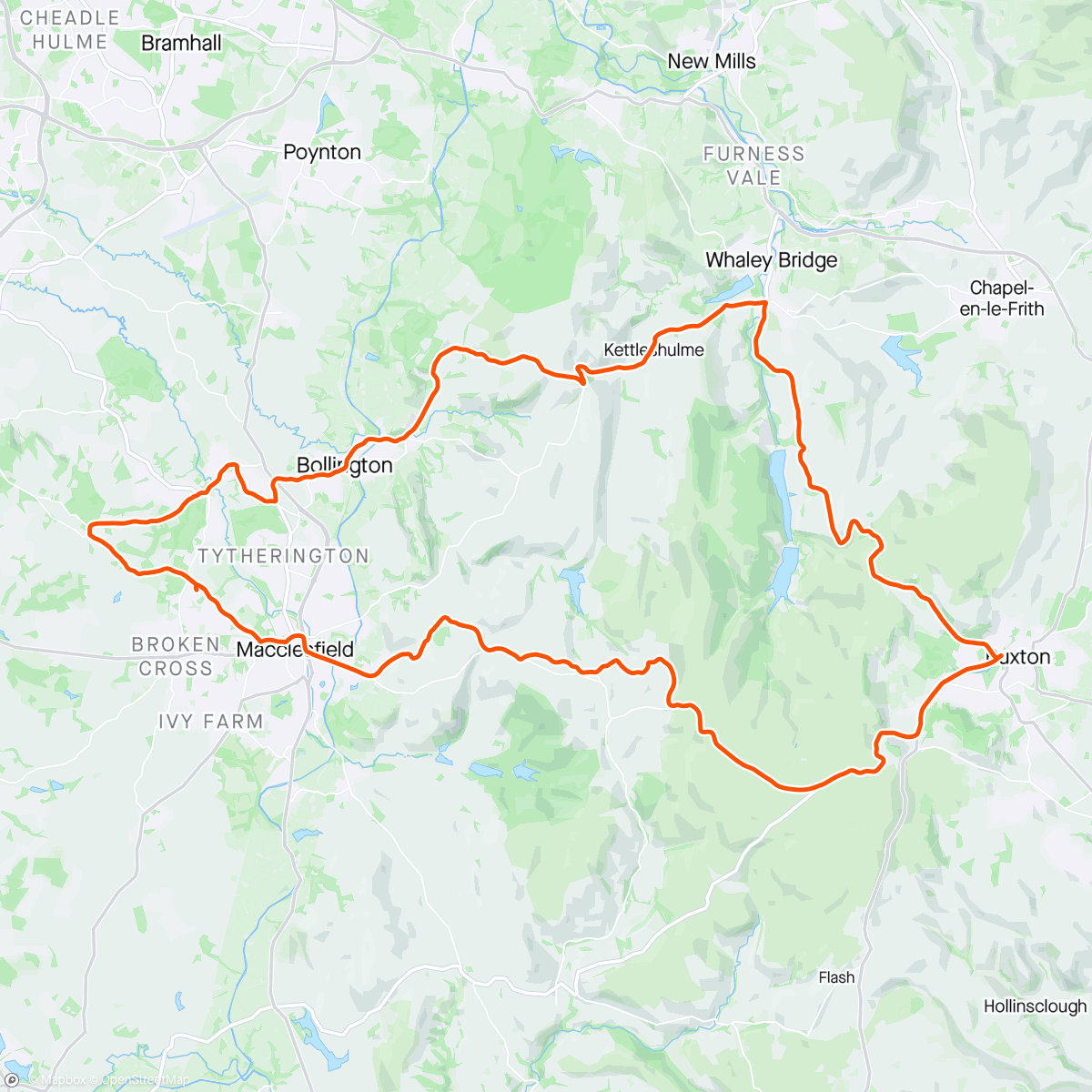 Map of the activity, will easy spin up hills for coffee