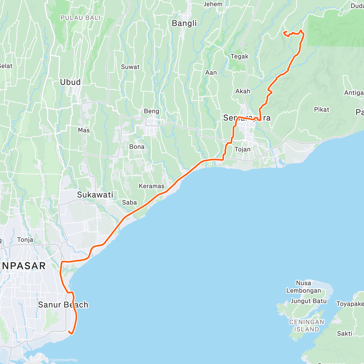 Map of the activity, Zelfs van de regen kan ik hier niet Bali