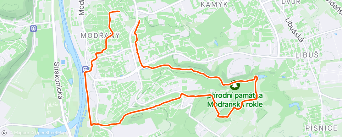 Map of the activity, Modřanská rokle