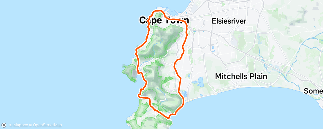 Map of the activity, Morning Ride mini peninsula 🇿🇦