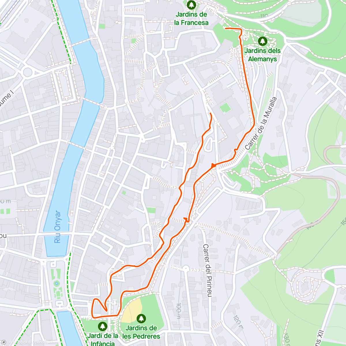 Map of the activity, Evening Hike, Girona Wall