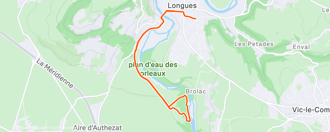 Map of the activity, Course à pied du midi